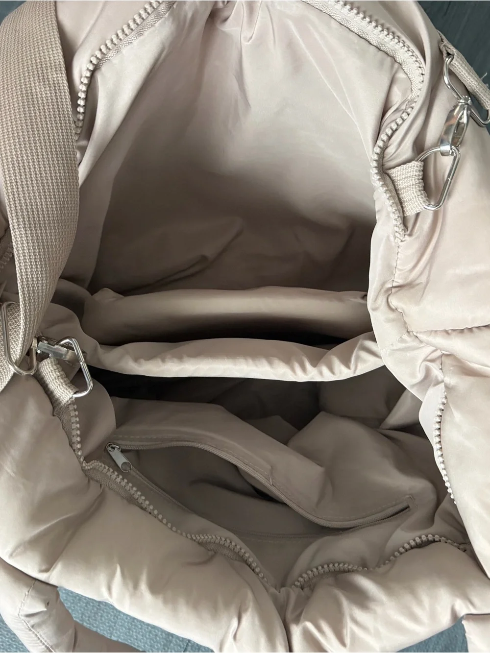 Quilted Tote Bag in Beige